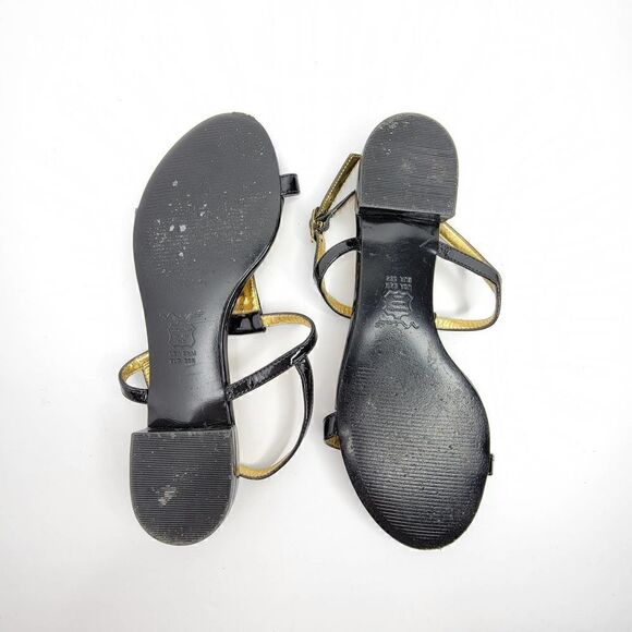 Nina Formal 1/2 inch heel Sandal Gold Black Size 6.5 - Picture 7 of 9